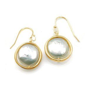 Philippa Roberts Earrings - Open Circle with Large Pearl - NWT